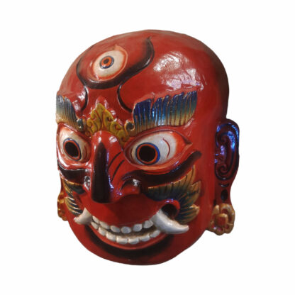 Wooden Lakhey Mask Nepali Lakhe Wall Hanging 12 Inches Peacock Handicraft Bhaktapur Nepal