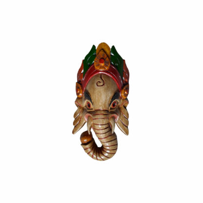 Wooden Nepali Ganesh Mask 9 Inches White