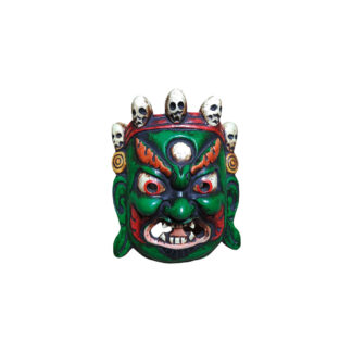 Wooden Nepali Mahankal Bhairab Mask 5 Inch Bhairav Mask Green