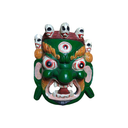 Wooden Nepali Mahankal Bhairab Mask 8 Inch Bhairav Mask Green