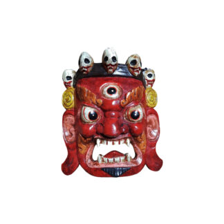 Wooden Nepali Mahankal Bhairab Mask 8 Inch Bhairav Mask Red