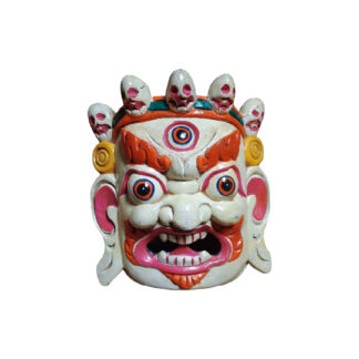 Wooden Nepali Mahakal Bhairab Mask 8 Inch Bhairav Mask White