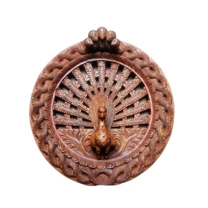 Round Wooden Peacock Window 12 Inches Mayur Jhyal Bhaktapur Peacock Handicraft